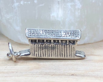 Covered Bridge Charm, Bridge Charm, Road Charm, Country Road Charm, Sterling Silver Charm, Sterling Silver Pendant
