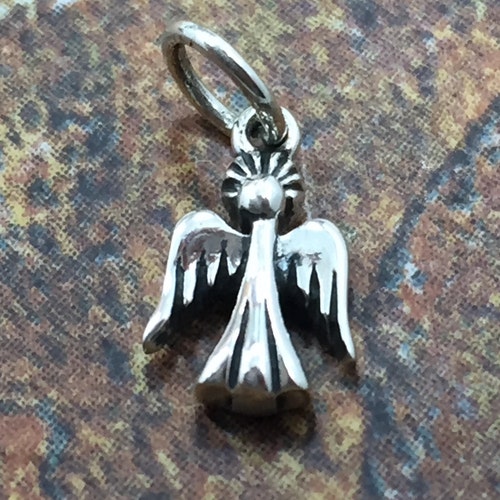 Tiny Angel Charm Angel Charm Christian Charm Sterling Etsy