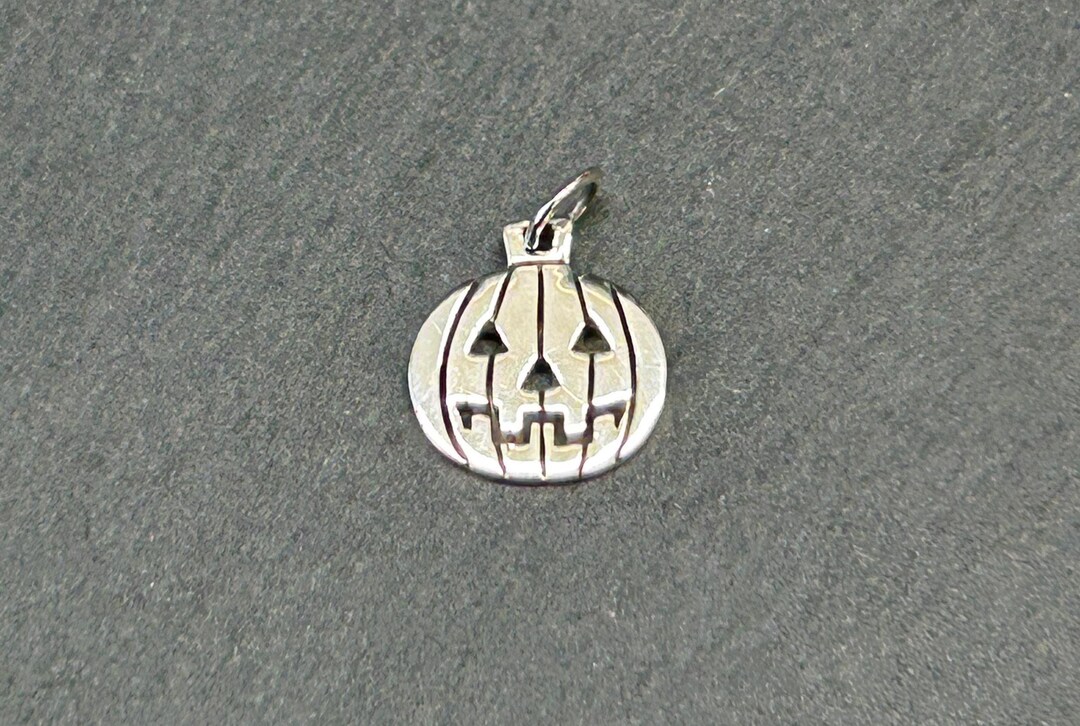 Pumpkin Charm, Jack O Lantern Charm, Halloween Charm, Sterling Silver ...