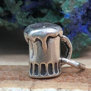 TINY Beer Mug Charm, Beer Charm, Mug Charm, Beer Drinker Charm, Sterling Silver Charm, Germany Charm, Jewelry Supplies