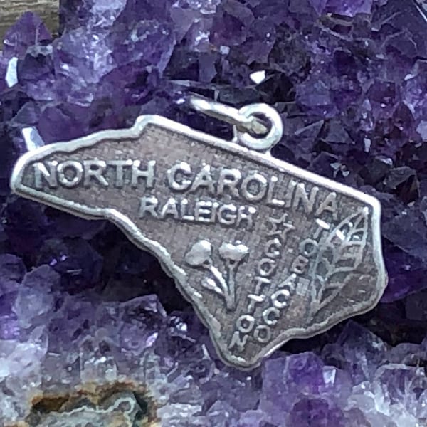 North Carolina Charm, North Carolina Pendant,North Carolina State Charm, Sterling Silver North Carolina Charm, Raleigh Charm