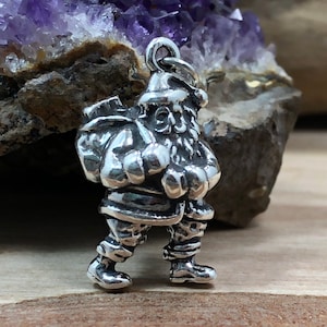 Santa Charm, Santa Claus Charm, Sterling Silver, Earring Components, Christmas Charm, Winter Charm, Nice Size