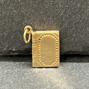 Book Charm, Book Pendant, 3-D Book Charm, Book Lover Gift, Reader Charm, Librarian Charm, Natural Bronze Charm