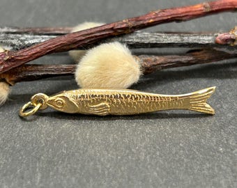 Natural Bronze Sardine Charm, Fish Charm, Charm, Fishing Charm, Can Of Sardines Charm, Bronze Sardine Pendant