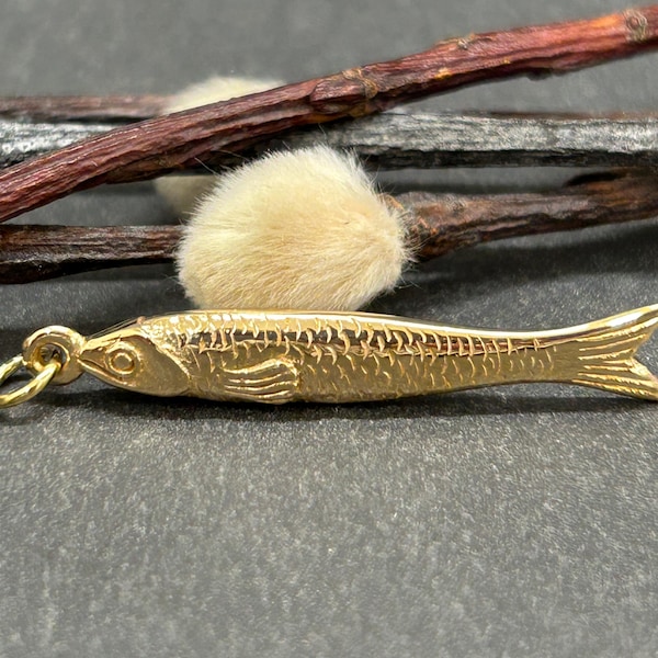 Natural Bronze Sardine Charm, Fish Charm, Charm, Fishing Charm, Can Of Sardines Charm, Bronze Sardine Pendant