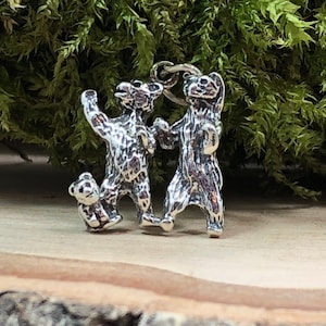 Three Bears Charm, Bears with Cub Charm, Bear Charm, Bear Pendant, Sterling Silver Charm, Realistic Bear Charm, Mama and Baby Bear Charm