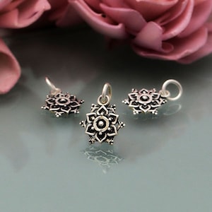 Sterling Silver Lotus Mandala Charm with Granulation, Lotus Charm, Mandala Charm, Healing, Meditation, SMALL Charm