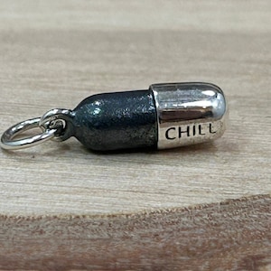 Chill Pill Charm, Chill Pill Pendant, Medical Charm, Doctor Charm, Nurse Charm, Take a Chill Pill, Sterling Silver Charm