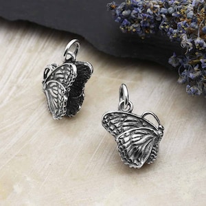 Sterling Silver 3D Butterfly Charm, Butterfly Charm, Butterfly Pendant, Sterling Silver Butterfly Charm, Jewelry Supplies