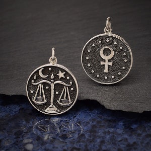 Libra Charm, Zodiac Charm, Astrology Charm, Sterling Silver Libra Charm, Necklace Charm, Necklace Pendant, Libra Gift