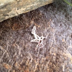 Hummingbird Charm, Hummingbird Pendant, Sterling Silver Hummingbird Charm, Bird Charm, Bird Pendant, Jewelry Supplies, TINY!!!