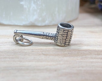 Corn Cob Pipe Charm, Pipe Charm, Snowman Charm, Winter Charm, Sterling Silver Charm