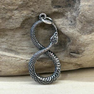 Sterling Silver Infinity Ouroboros Snake Charm, Snake Charm, Sterling Silver Ouroboros Charm, Reptile Charm