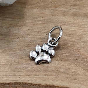 Paw Print Charm, Paw Print Pendant, Puffy Paw Print Charm, Animal Lover Charm, Dog Lover, Sterling Silver Charm, TEENY Tiny MINIATURE