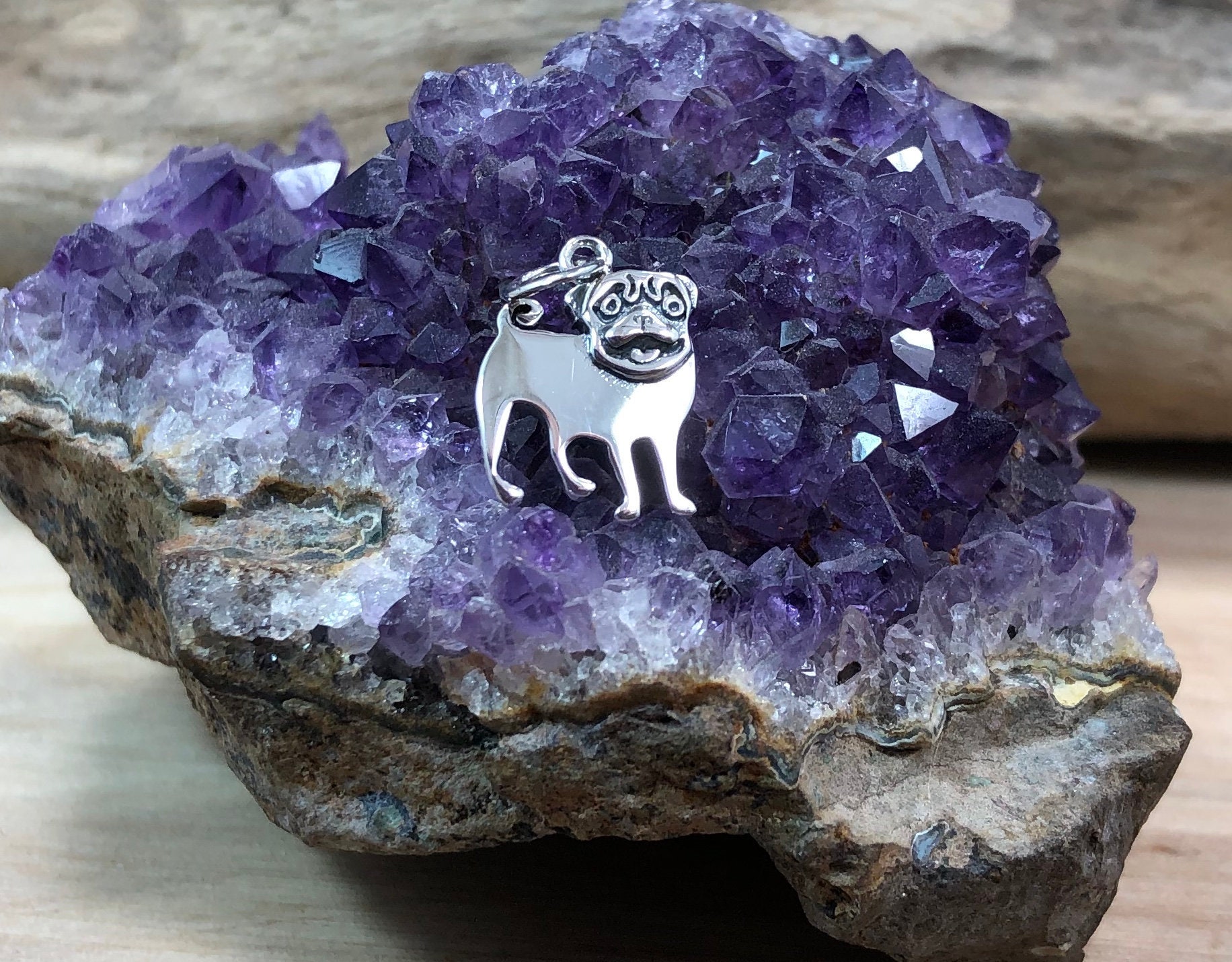 Sterling Silver Pug Charm, Pug Charm, Sterling Silver Dog