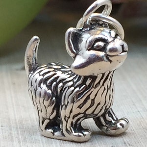 Kitten Charm, Kitty Charm, Cat Charm, Sterling Silver Cat Charm, Animal Lover Charm, Animal Charm, PS0664