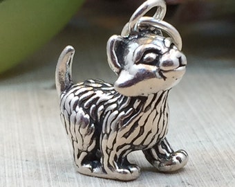 Kitten Charm, Kitty Charm, Cat Charm, Sterling Silver Cat Charm, Animal Lover Charm, Animal Charm, PS0664