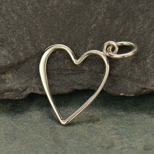 Heart Charm, Heart Pendant, Open Heart Charm, Silver Heart Charm, Heart Cut Out Charm, Sterling Silver Charm, PS0148