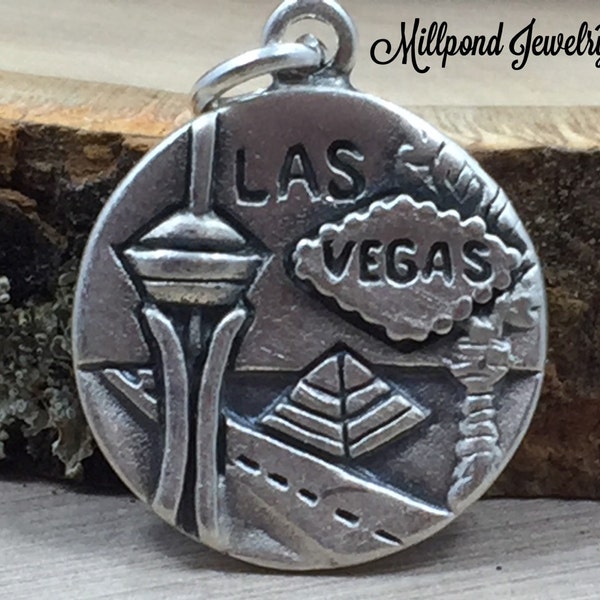 Las Vegas Charm, Vegas Charm, Nevada Pendant, Sterling Silver Las Vegas Charm, Sterling Silver Charm, PS31101