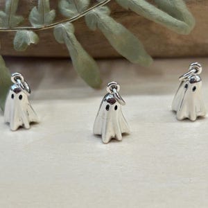 Sterling Silver Ghost Charm, Ghost Pendant, Sheet Ghost Charm, Sterling Silver Charm, Sterling Silver Pendant, 3D Charm