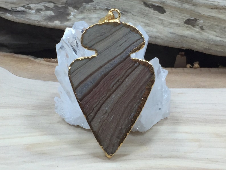 Arrowhead Pendant PG0920F Natural Jasper Arrowhead Brown Arrowhead Pendant Jasper Pendant Jasper Arrowhead Pendant