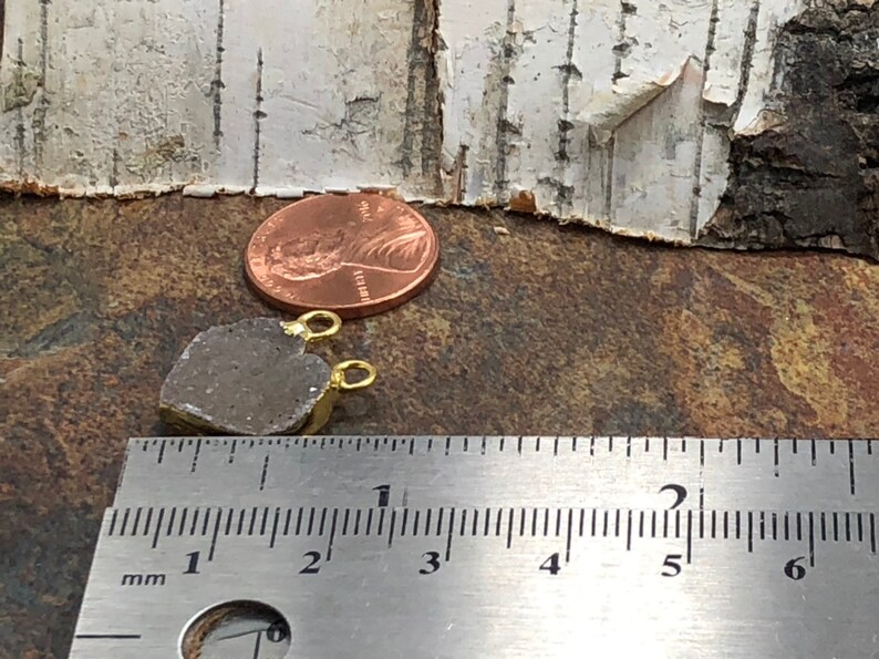 Heart Connector Drusy PG09D Druzy Petite One of a Kind Pieces Druzy Heart Pendant Gold Plated Pendant Natural