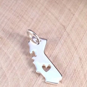 California Charm, California Heart Charm, California Stamping Blank, Sterling Silver Charm, TINY, PS0111