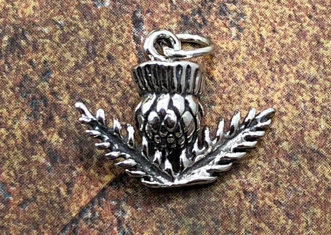 10 Pcs Retro Silver Thistle Flower Charms - Alloy Pendants For Jewelry Crafting (47x32mm)