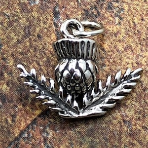 Sterling Silver Thistle Charm, Thistle Charm, Thistle Pendant, Flower Charm, Garden Charm, Outdoor Charm, Sterling Silver Charms