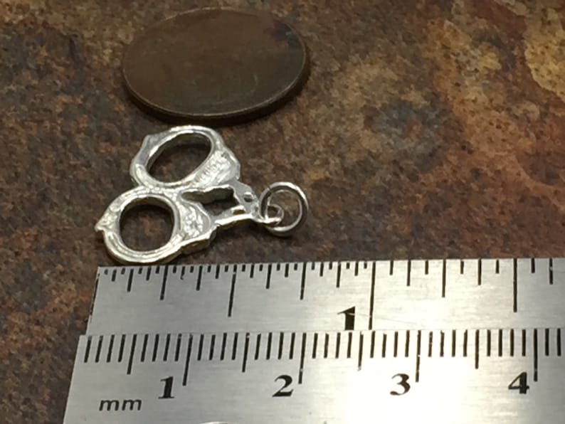 Police Charm Police Handcuffs Sterling Silver Pendant Sterling Silver Charm Handcuffs Charm PS31109