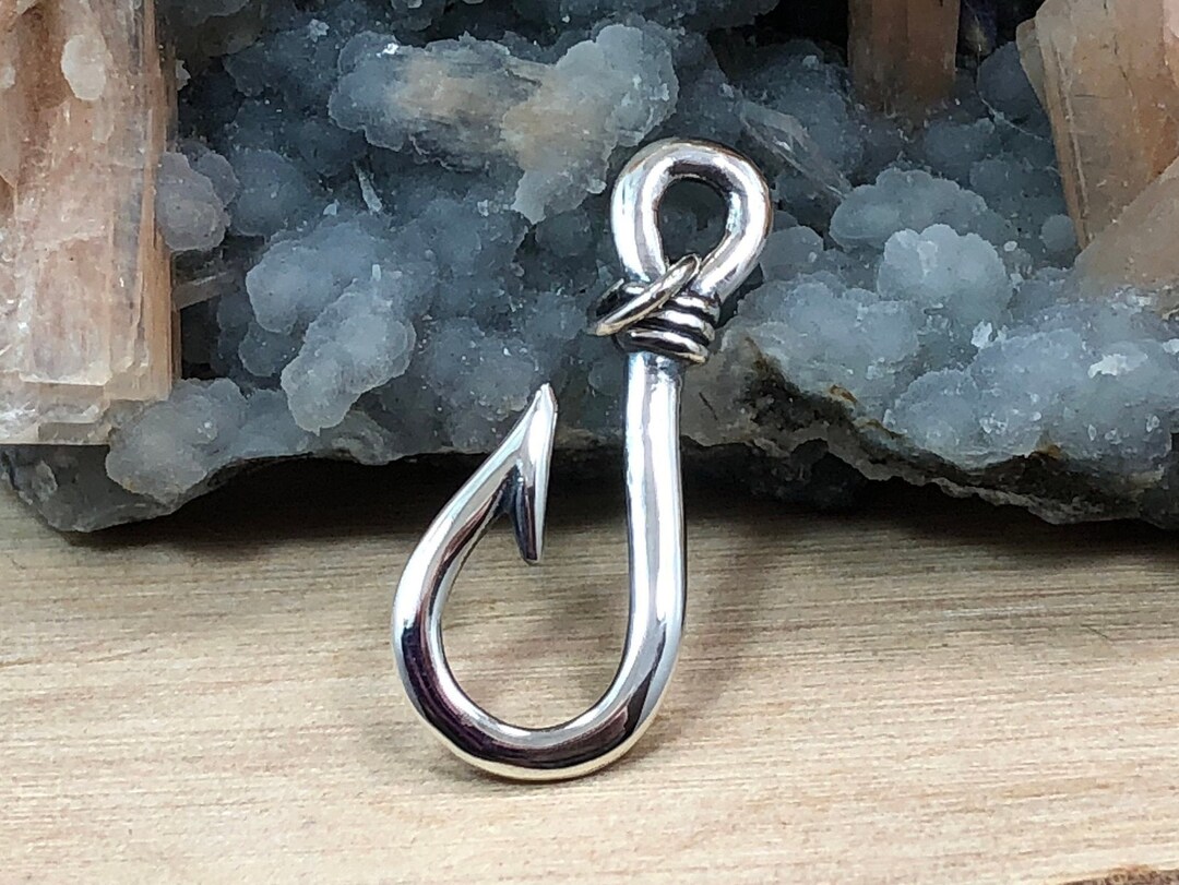 Sterling Silver Fish Hook Charm, Fishing Hook Charm, Fishing Lure Charm