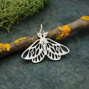 Sterling Silver Openwork Moth Charm, Moth Charm, Luna Moth Charm, Butterfly Charm, Moth Pendant, Insect Charm, Sterling Silver Charm