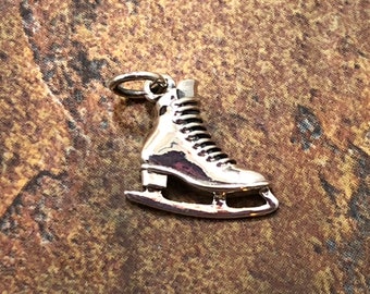 Ice Skate Charm, Ice Skater, Winter Sports Charm, Sterling Silver, Winter Charm, Snow Charm
