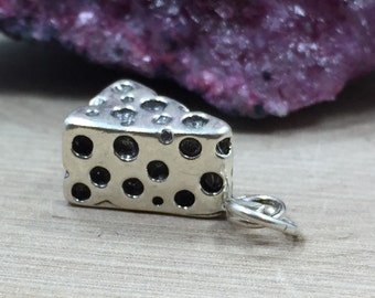 Cheese Charm, Cheese Wedge Charm, Cheese Lover, Kitchen Charm, Cook Charm, Food Charm, Sterling Silver