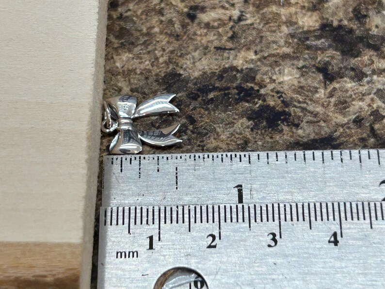 Sterling Silver Dimensional Bow Charm, Ribbon Charm, Bow Charm, Tiny Bow Charm, Sterling Silver Bow Charm image 4