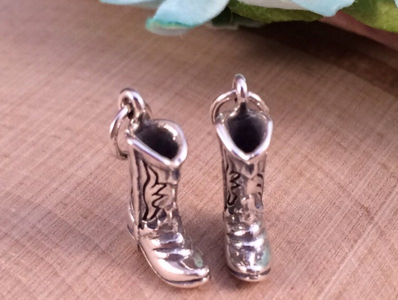 Boot Charm, Boot Pendant, Cowboy Boot Charm, Cowboy Boot Pendant, Western Charm, Western Pendant, Sterling Silver Charm, 1 Piece image 2