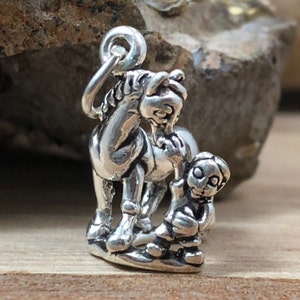 Girl With Horse Charm, Horse Charm, Sterling Silver Charm, Sterling Silver