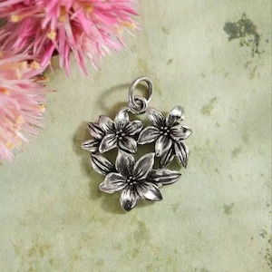 Sterling Silver Flower Cluster Charm, Sterling Silver Flower Charm, Flower Cluster Charm, Sterling Silver Charm, Flower Pendant