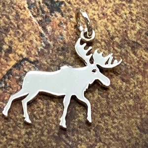 Sterling Silver Moose Charm, Moose Charm, Moose Pendant, Flat Moose Charm, Sterling Silver Charm, Sterling Silver Pendant, Animal Charm