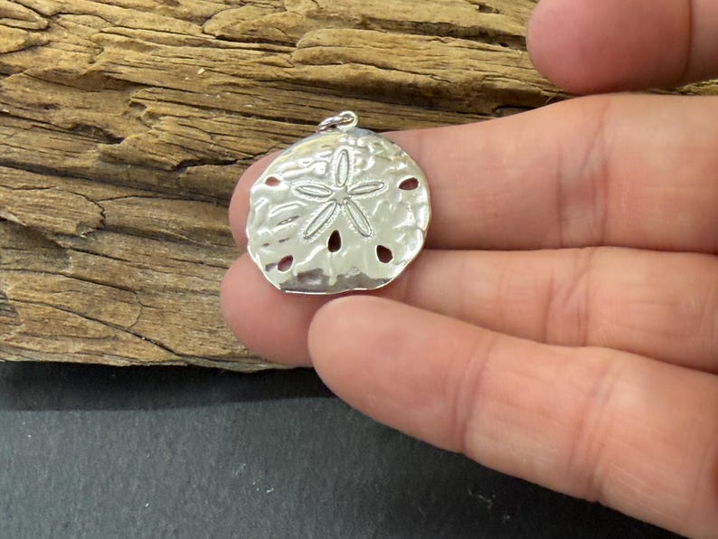 Sand Dollar Charm, Sand Dollar Pendant, Sterling Silver Sand Dollar, Beach Charm, Ocean Charm, Ocean Pendant, Beach Wedding image 2