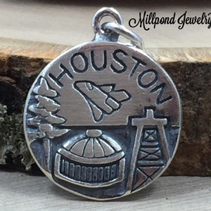 Houston Charm, Texas Charm, Houston Pendant, Sterling Silver Houston Charm, Sterling Silver Charm, PS31100