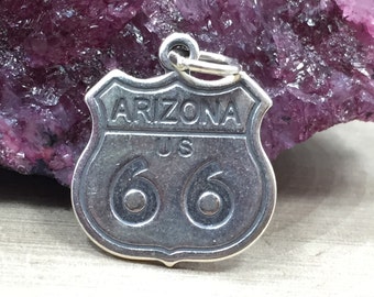 Arizona Charm, Arizona Pendant, Route 66 Charm, Arizona Route 66 Charm, Sterling Silver Arizona Charm, Historic Arizona Charm