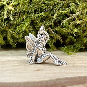 Fairy Charm, Mystical Charm, 3D Fairy Charm, Little Princess Charm, Sterling Silver, Sitting Fairy Charm