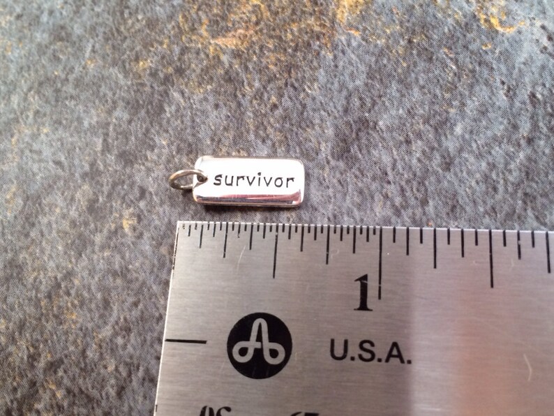 Word Tag Survivor Pendant Cancer Survivor Charm Cancer Survivor Jewelry Sterling Silver PS01155 Word Charm Survivor Charm