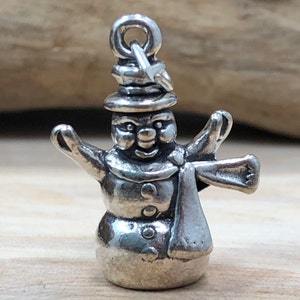 Sterling Silver Snowman Charm, 3D Snowman Charm, Earring Components, Christmas Charm, Sterling Silver, Winter Charm, Snow Charm