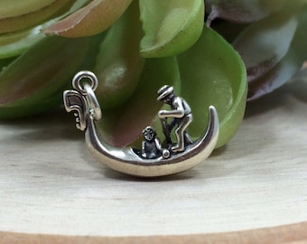 Gondola Charm, Gondola Pendant, Boat Charm, Sterling Silver Charm, Sterling Silver Pendant, PS0657