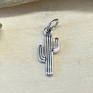 Cactus Charm, Saguaro Cactus Charm, Desert Charm, Desert Pendant, Cacti Charm, Sterling Silver, TINY