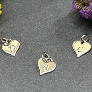 Initial Charm, Letter Charm, Initial Jewelry, Personalized Jewelry, Heart Letter Charm, Alphabet Charm, Sterling Silver Charm