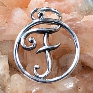 Letter F Charm, Cursive Letter F Charm, Alphabet Charm, Letter Charm, F Charm, Script Letter Charm, Sterling Silver Charm 18mm x 12mm