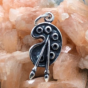 Paint Brush Charm, Paint Brush and Palette Charm, Painter Charm, Painter Gift, Artist Gift, Sterling Silver, PS01463
